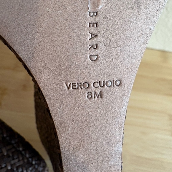 Veronica Beard Dali Brown Woven Raffia Wedge Sandal 8 - Picture 13 of 14